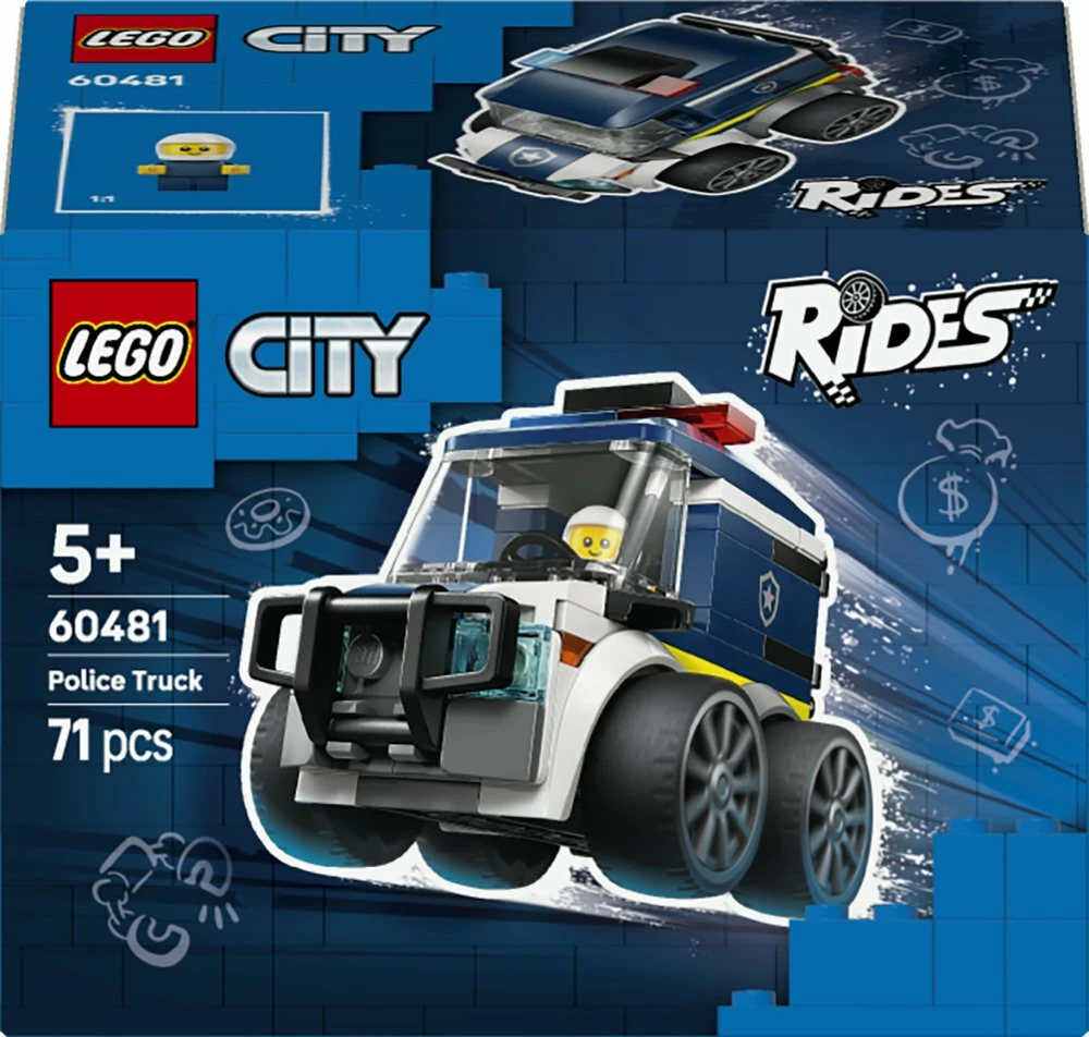 Set LEGO City Vehicles Police Truck 60481, 71 copë, 5+