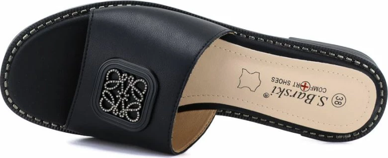 Pantofla lëkure për femra S.Barski KV61-6019, të zeza