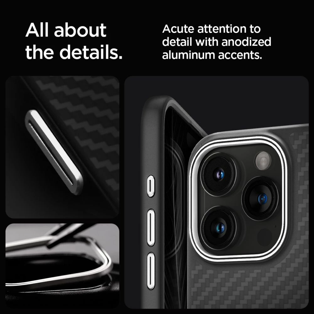 Mbështjellës Spigen Enzo Aramid Mag me MagSafe për iPhone 15 Pro Max, e zezë