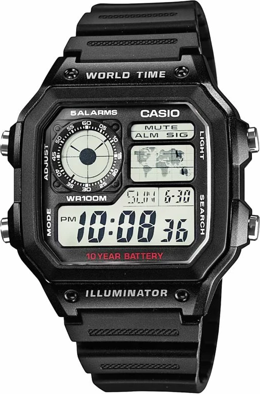 Orë dore për meshkuj Casio, e zezë