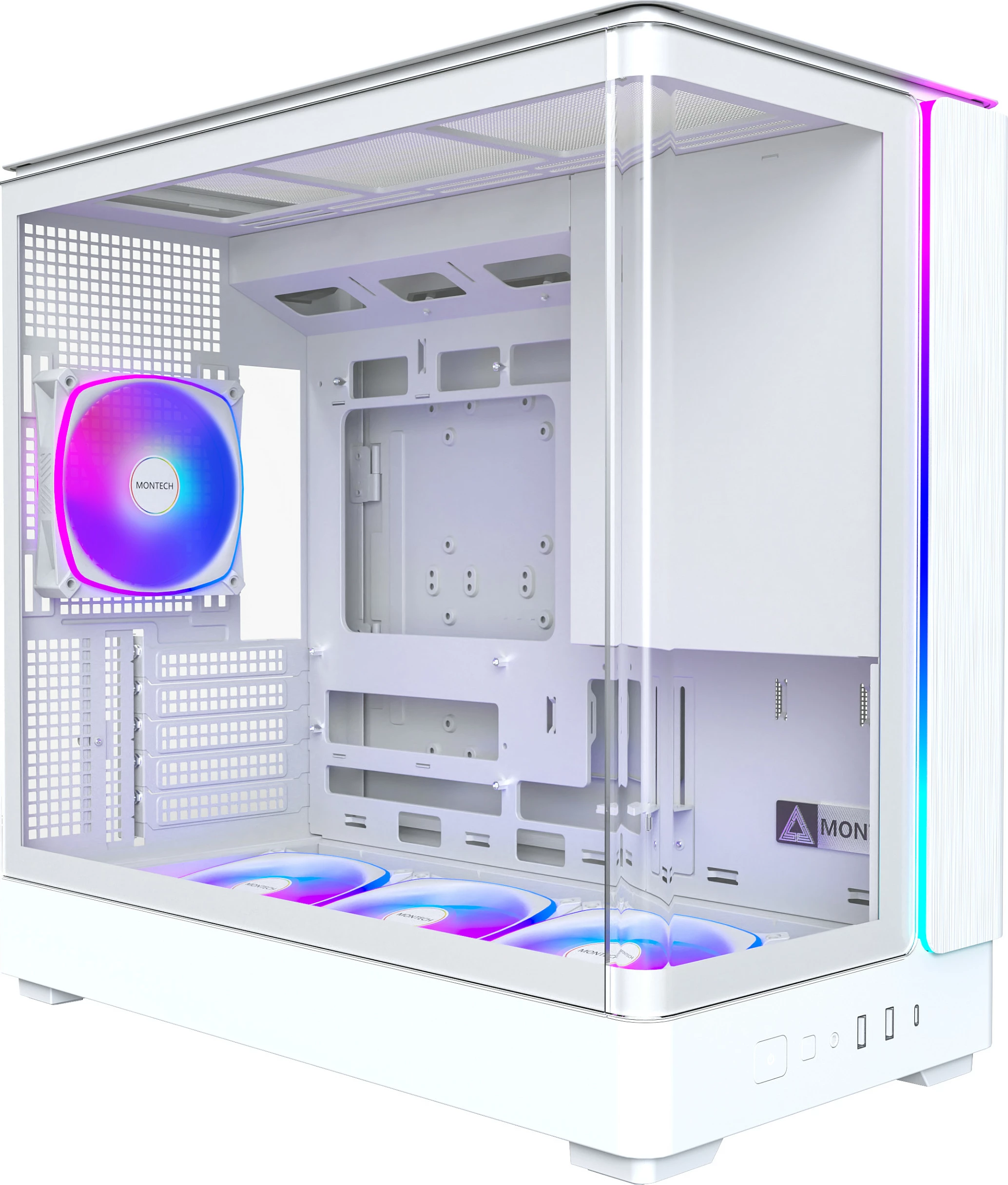 Kasë Montech KING 15 PRO, Midi-Tower, xham i kalitur, RGB, e bardhë