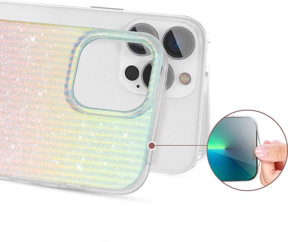 Mbështjellës Kingxbar Travel Series për iPhone 13 Pro, Clouds, blu-portokalli