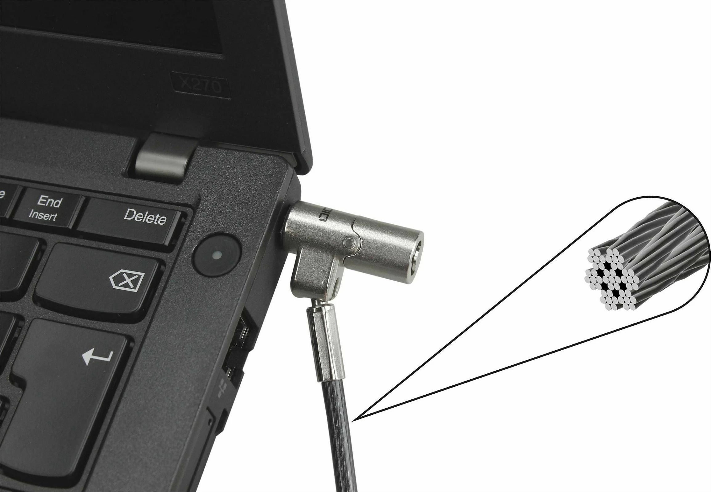 Kabllo sigurie DICOTA Nano Lock Ultra Slim, me çelës, 2.5x6 mm, e zezë