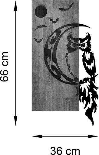 Dekor muri 'Owle', dru pishe natyrale dhe metal i zi, 36x3x66cm