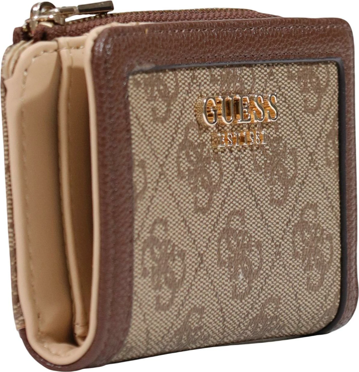 Portofol i vogël Guess Coleen Logo SML ZIP SWSG97 49156, latte