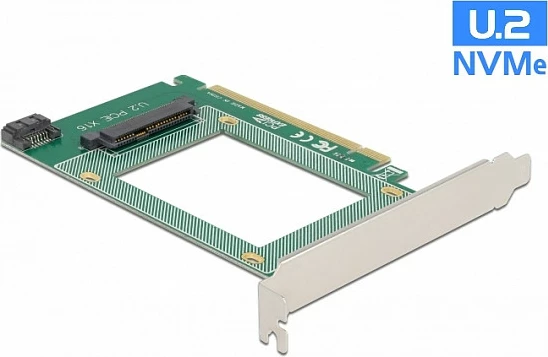 Kartelë zgjerimi PCIe DeLOCK U.2 NVMe SFF-8639, PCIe 4.0 x16, me port SATA, jeshile