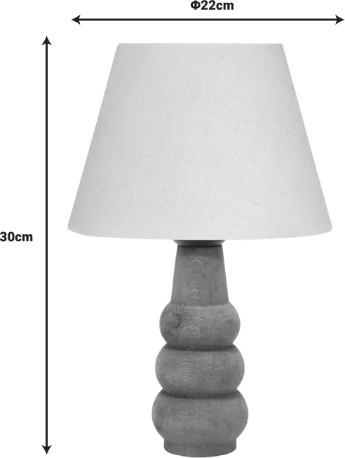 Llambë tavoline, dru ahu dhe pëlhurë, ngjyrë krem, 22x22x30cm