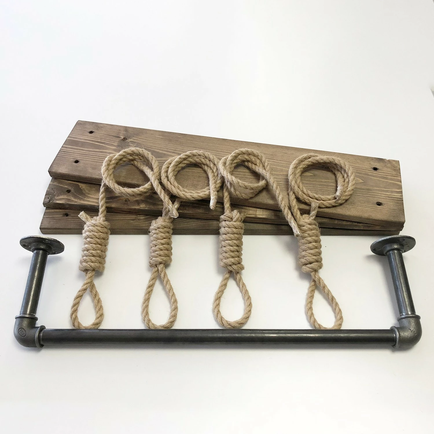 Raft muri Hanah Home, Gar005, dru bredhi, ngjyrë arre, metal i zi, 60x120x13cm