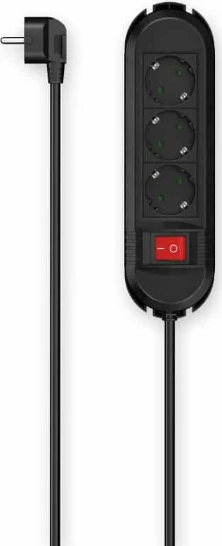 Kabllo vazhduese Hama, 3 priza, 3m, e zezë, 223034