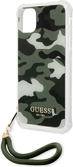 Mbështjellës Guess GUHCN61KSARKA për iPhone 11/XR, Camo, Jeshil