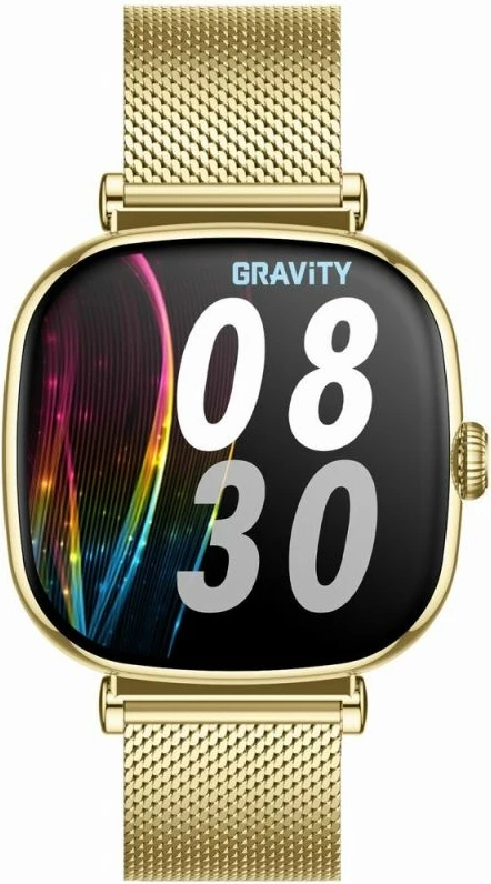Smartwatch për femra Gravity GT32-1, gold me rrip rezervë rozë