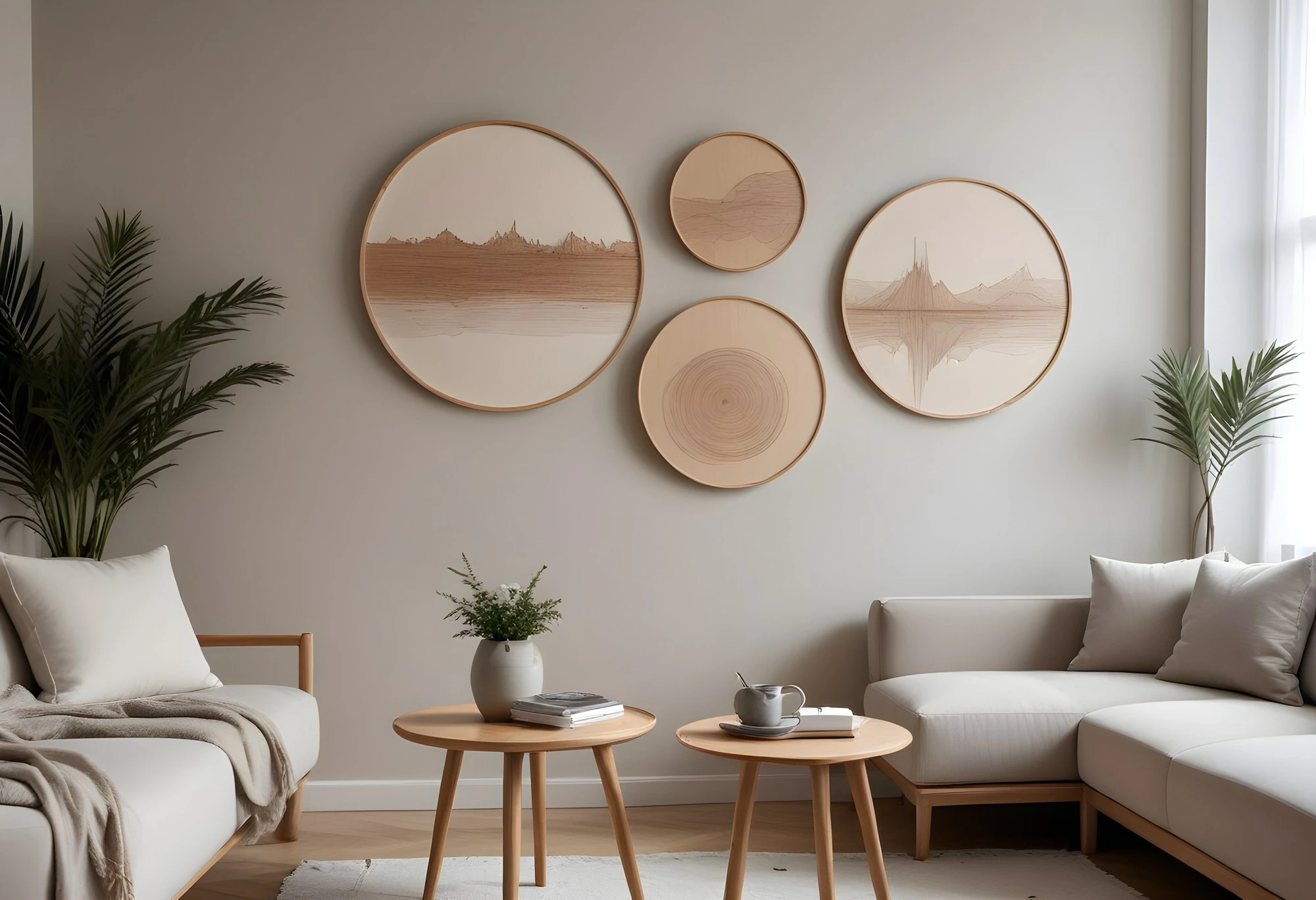 Set pikturash dekorative me kornizë MDF (4 copë), Wallity, Huhu300