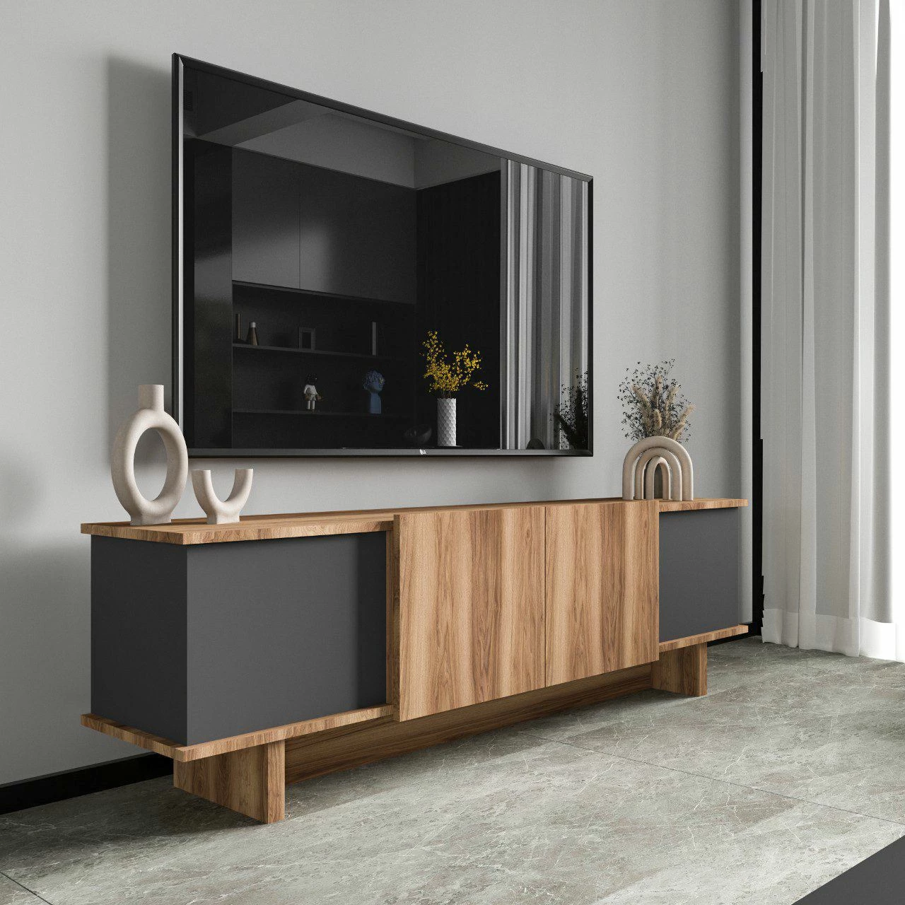 Komodë TV Skye Decor, Diana, antracit dhe arr