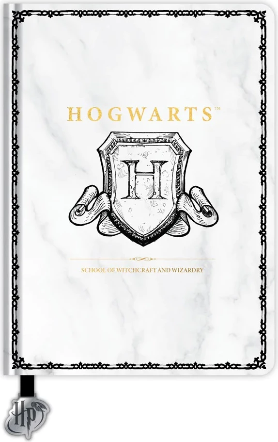 Fletore shënimesh BLUE SKY Harry Potter Hogwarts A5, 200 faqe me vija, Marble e bardhë