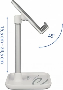 Mbajtëse teleskopike DeLOCK për celular/tablet 3-12", e palosshme, rregullim lartësie, Argjend/Bardhë