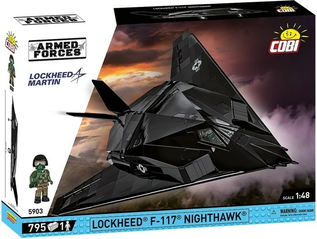Set blloqe Cobi Lockheed F-117 Nighthawk, 795 pjesë, me figurë piloti, e zezë