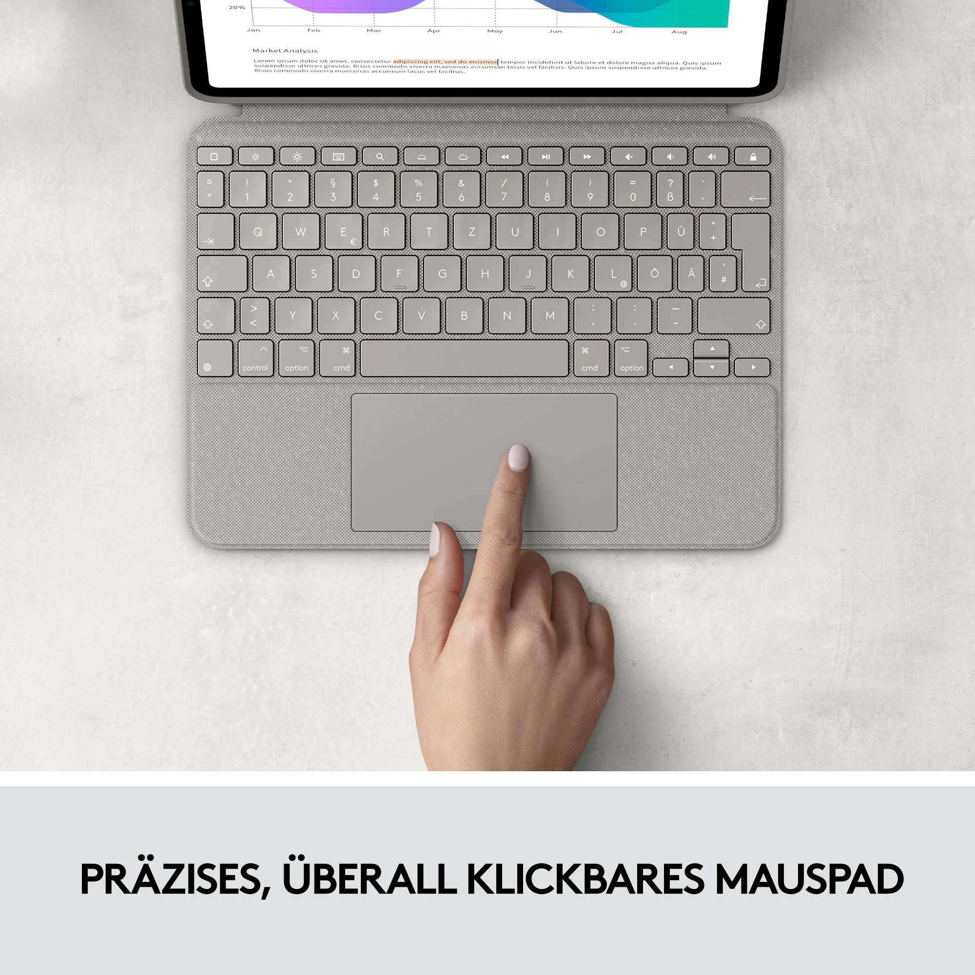 Tastierë me trackpad Logitech Combo Touch për iPad Pro 11-inch, Sand