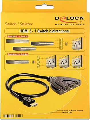 Switch HDMI DeLOCK 87619, 3x HDMI IN / 1x HDMI OUT, 0.6 m, i zi