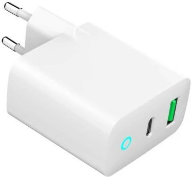 Karikues muri Gembird TA-UC-PDQC20L-W-01, 20W, 2 porta USB-A/USB-C, Bardhë
