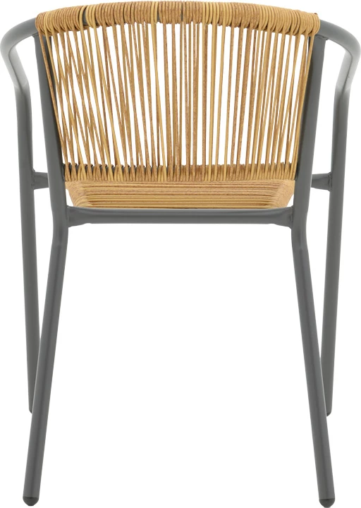 Karrige metalike e grumbullueshme, ngjyrë gri e errët dhe ratan natyral, 54x63x74cm