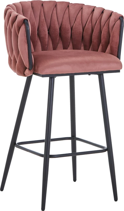 Karrige për bar Vivian, kadife 'rotten apple', këmbë metalike të zeza, set prej 2 copë, 57x50x100cm