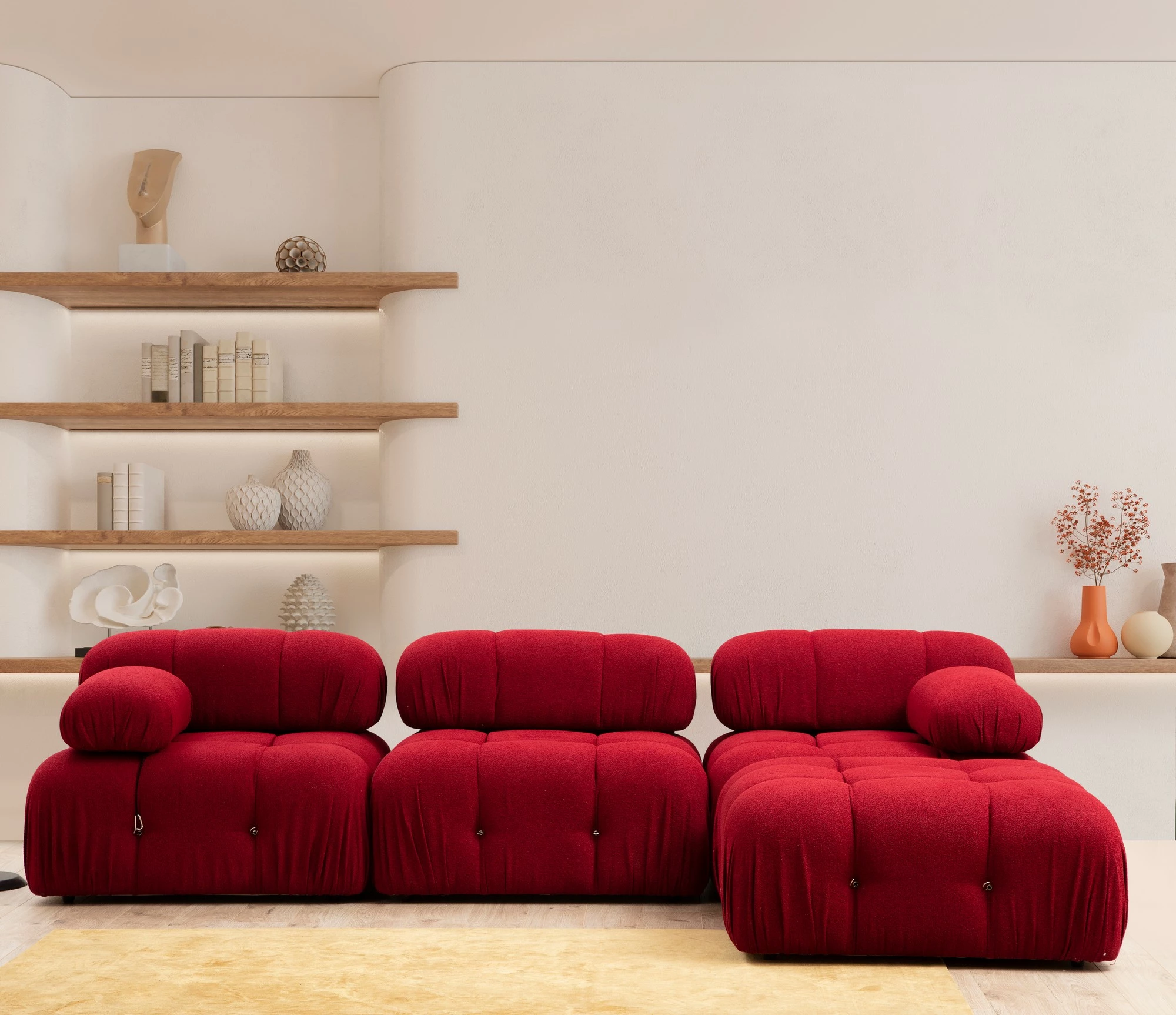 Kënd-sofë Bubble, ngjyrë e kuqe, Atelier del Sofa (L1-O1-1R-Puf)