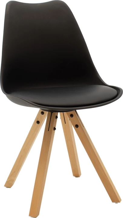 Tavolinë me karrige Julita-Caron, 5 pjesë, MDF, ngjyrë e zezë-natyrale, D80x76cm