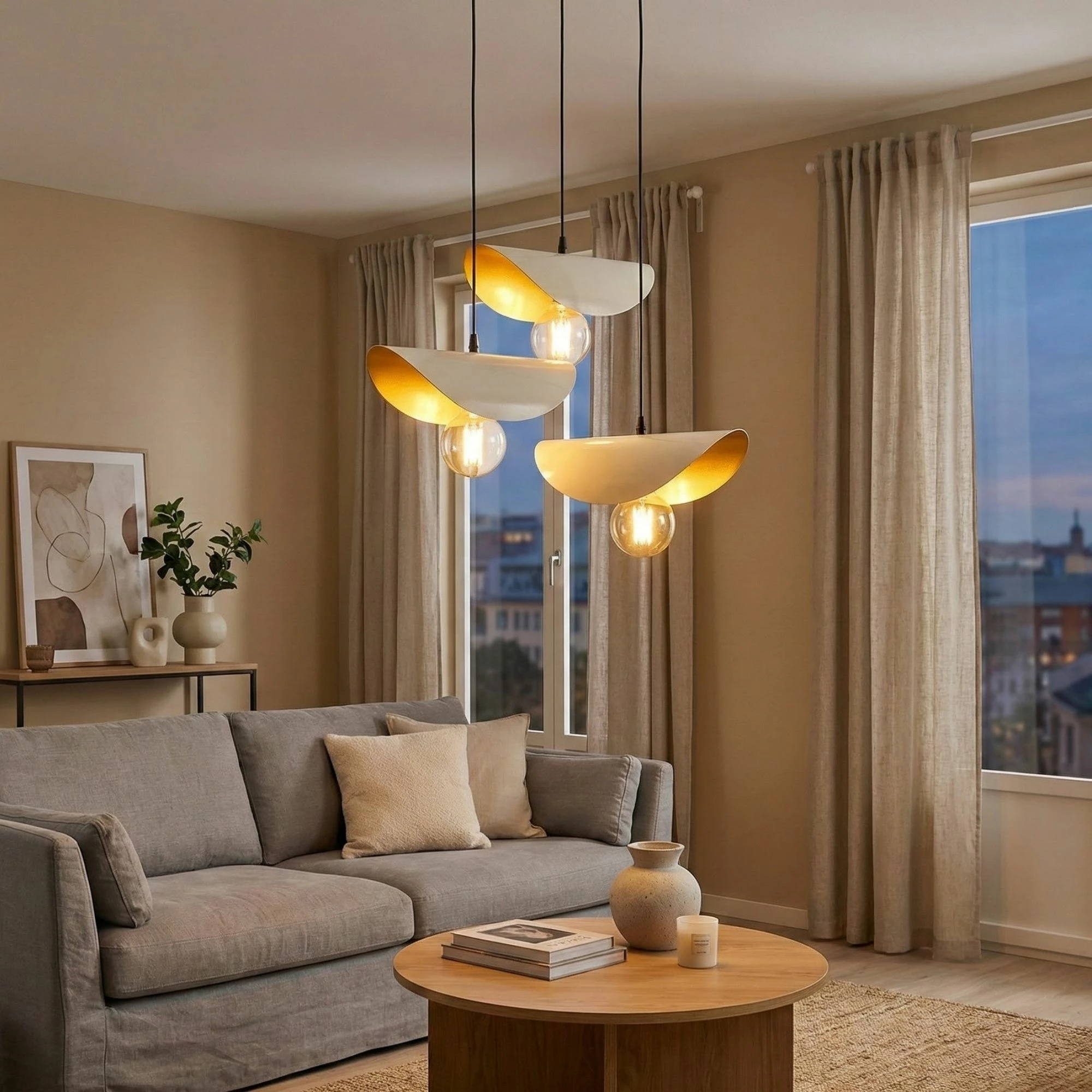 Llambë tavani moderne Opviq, Sivani - MR - 964, e bardhë dhe ari