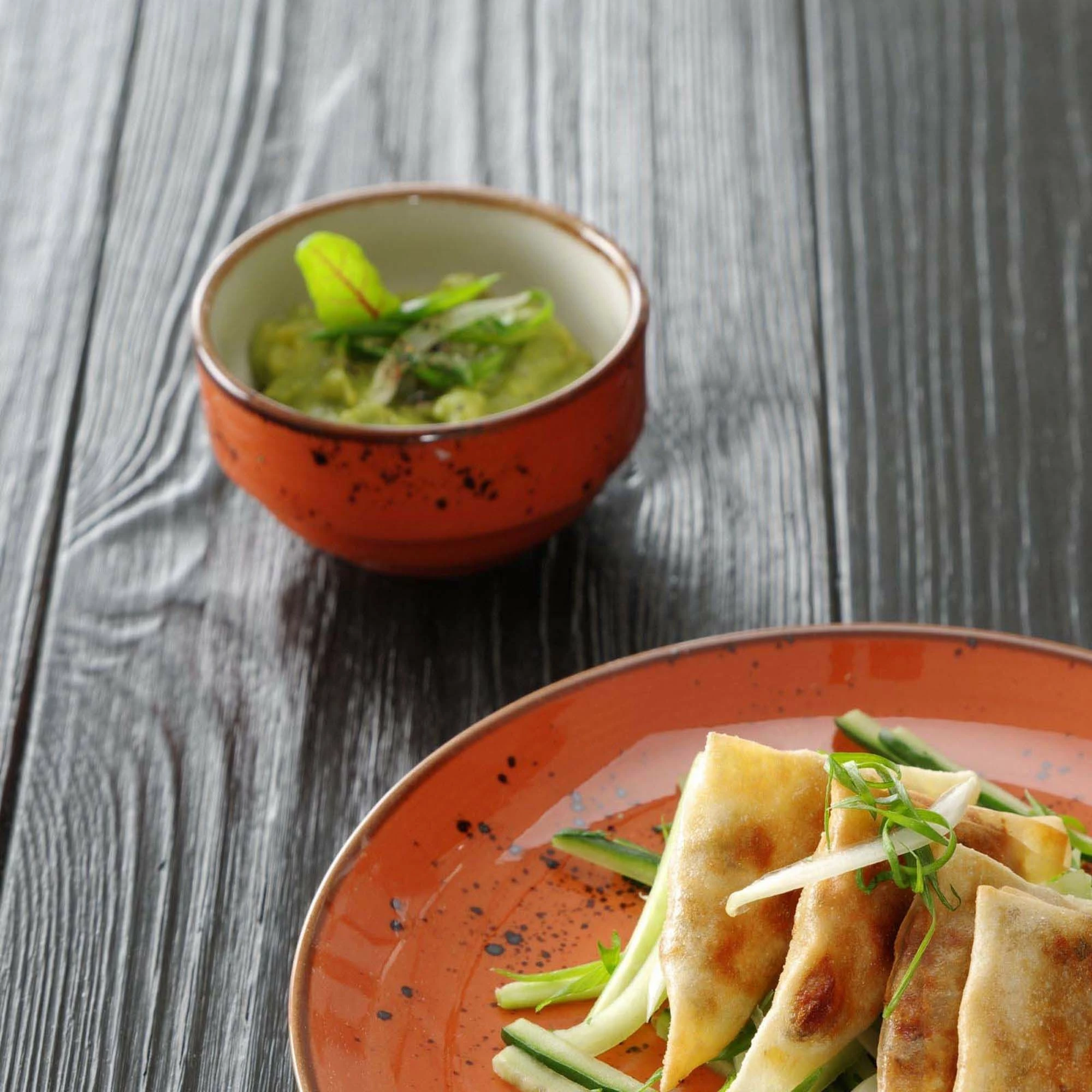 Tas coupe Fine Dine Dahlia 250 mm porcelan portokalli, set 6 copë