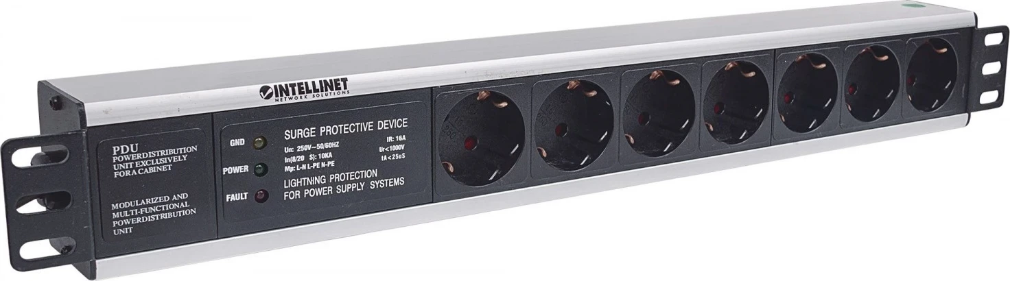 PDU për Kasë Intellinet, me 7 priza IEC60884, ngjyrë e zezë