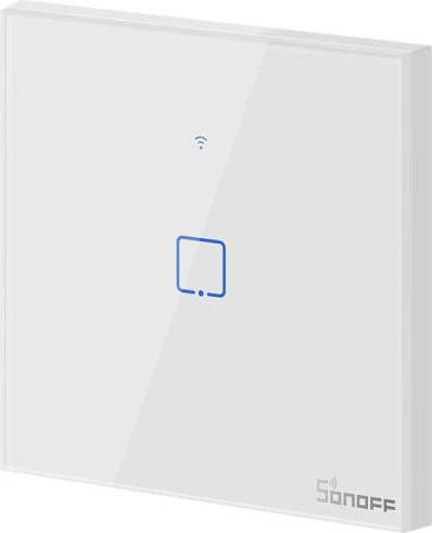 Switch i mençur muror Wi‑Fi + RF433, SONOFF T1EU1C-TX, 1-kanal (EU), i bardhë