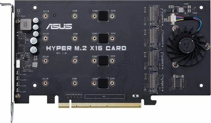Kartë adapter PCIe në M.2 Asus Hyper M.2 X16 Card V2 90MC06P0-M0EAY0, PCIe 3.0 x16, 4x M.2 NVMe M-Key, argjend