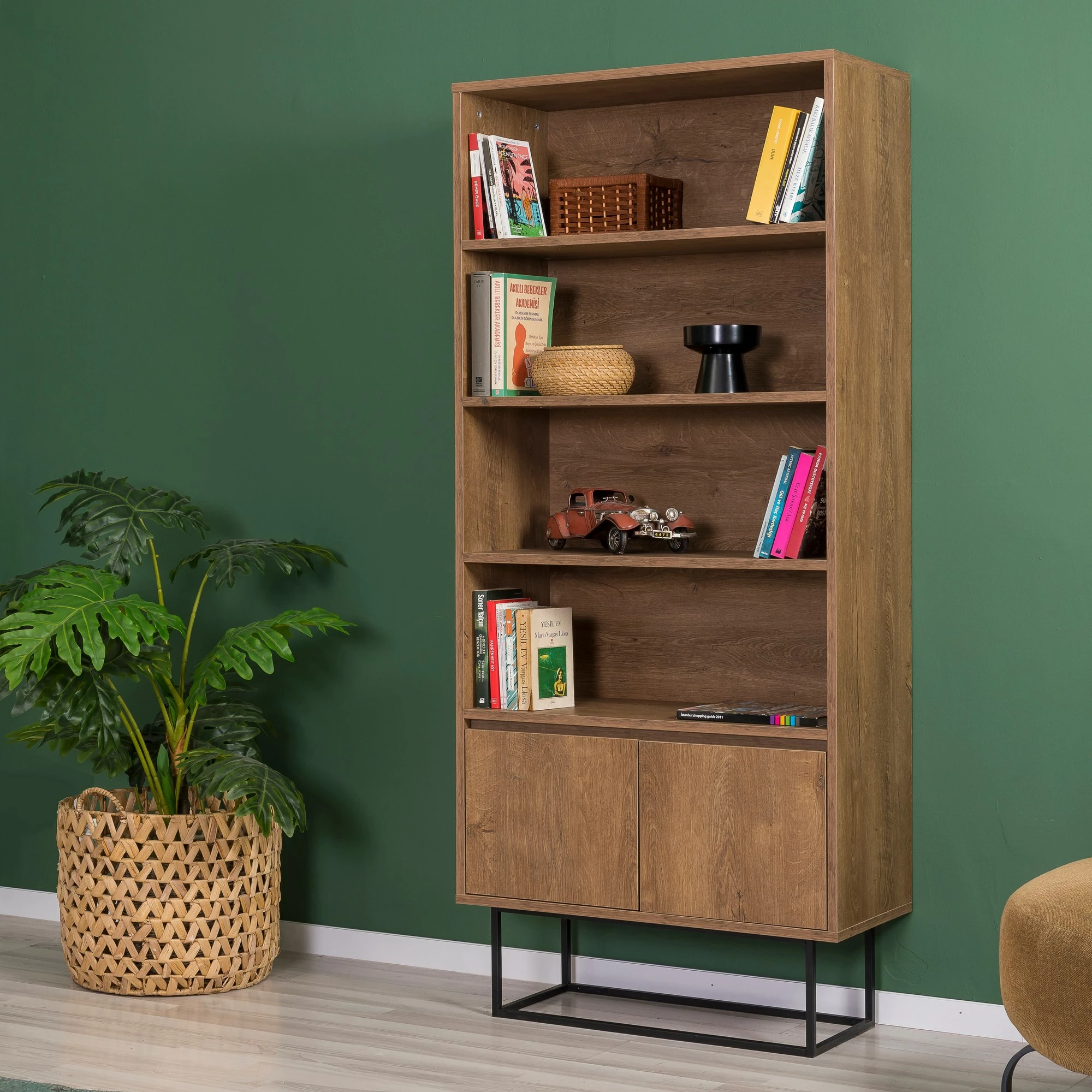 Set mobiljesh për dhomë dite, ngjyrë arre dhe e zezë, Laxus Takım 12