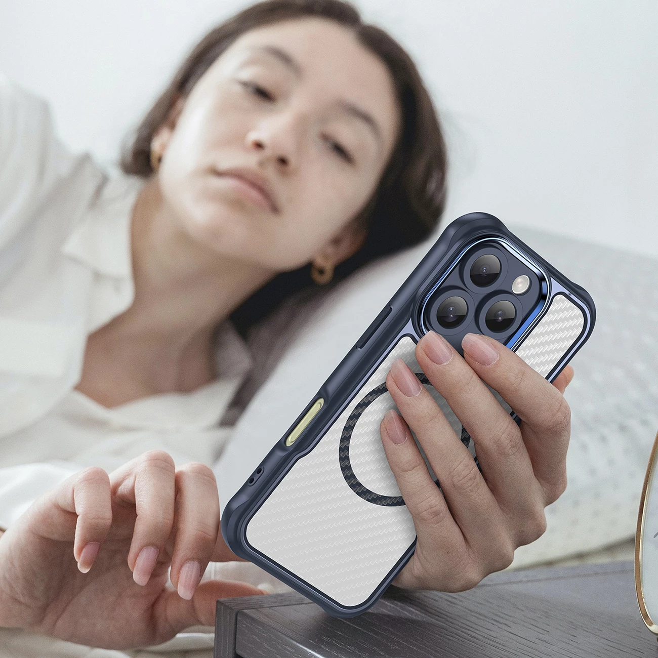 Mbështjellës Hurtel Leading Series MagSafe për iPhone 16 Pro, TPU, Kaltër