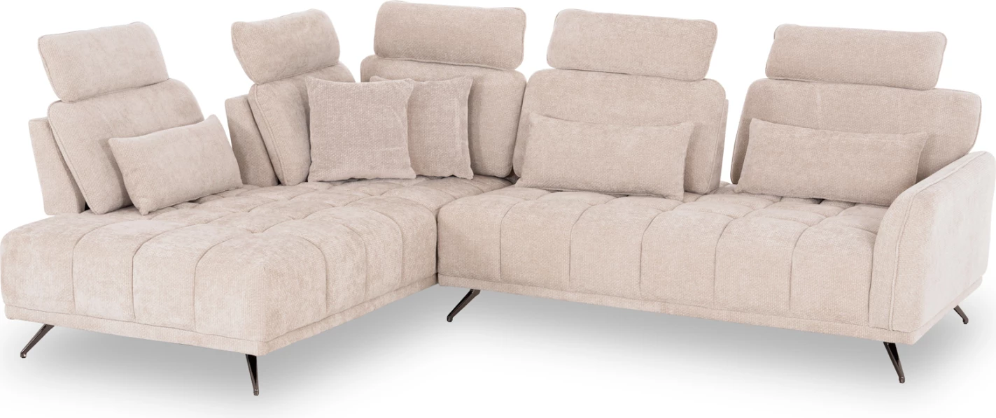 Këndare 5-vendëshe majtas, material ecru, MYRON CD3318.02L, 290x110-225x110H