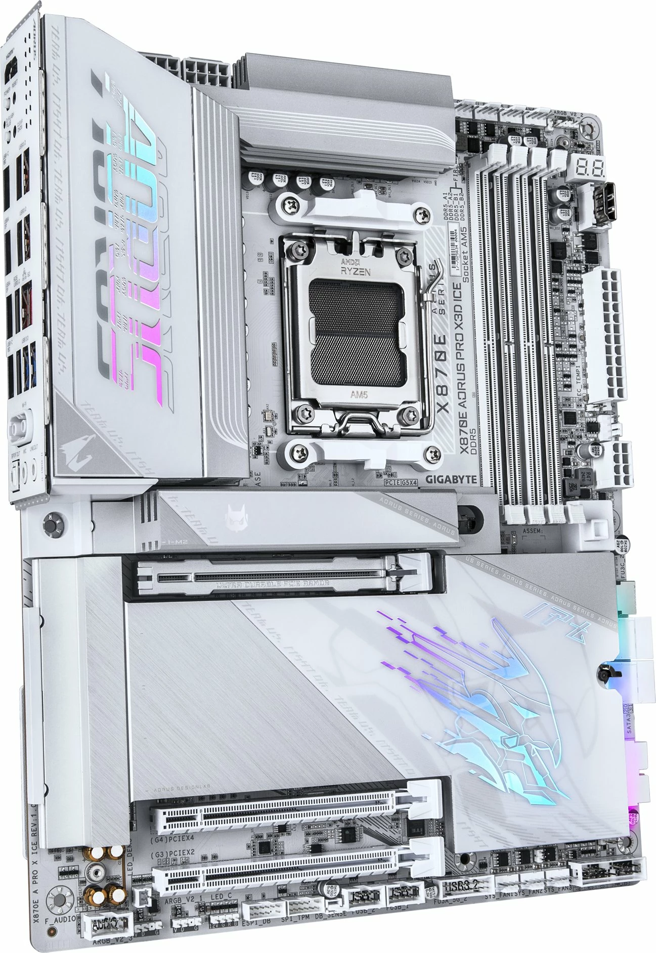 Pllakë amë Gigabyte X870E AORUS PRO X3D ICE ATX DDR5 Wi‑Fi 7, e bardhë
