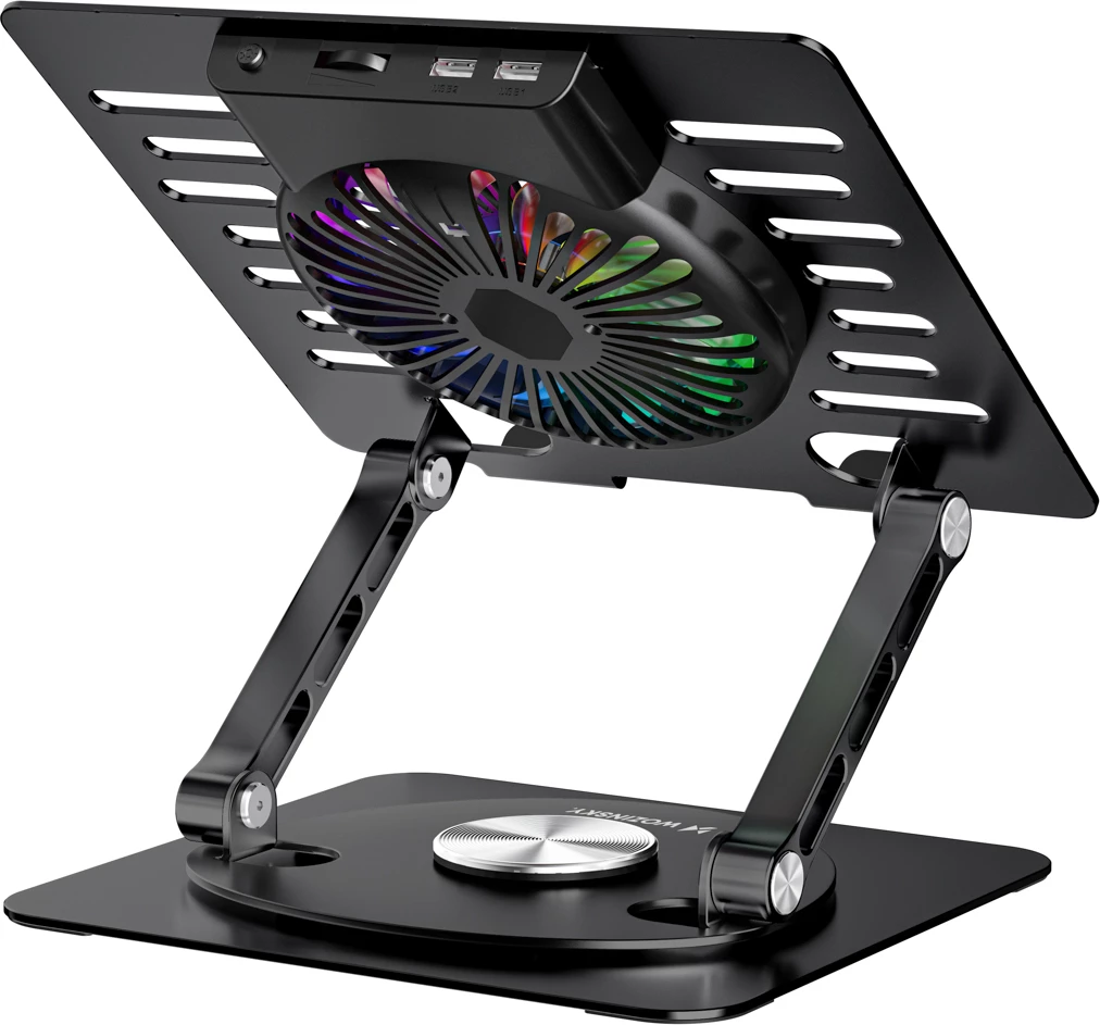 Stendë ftohëse për laptop/tablet Wozinsky CoolBase WDCX-X16-AS RGB 360°, 10\"-16\", 2x USB 2.0, e zezë