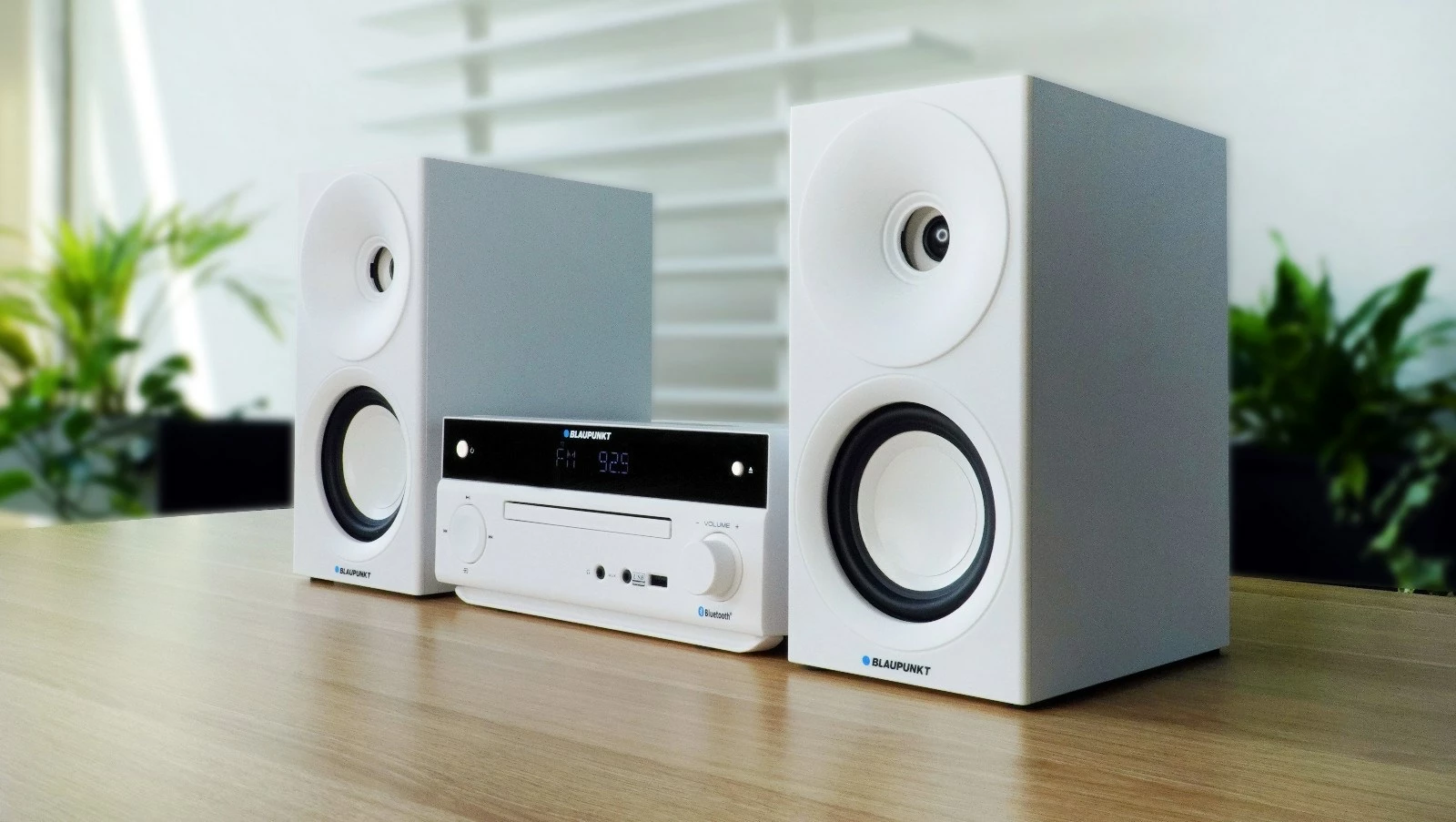 Mini sistem audio Blaupunkt MS30.2BT Edition me Bluetooth, USB, CD, i bardhë