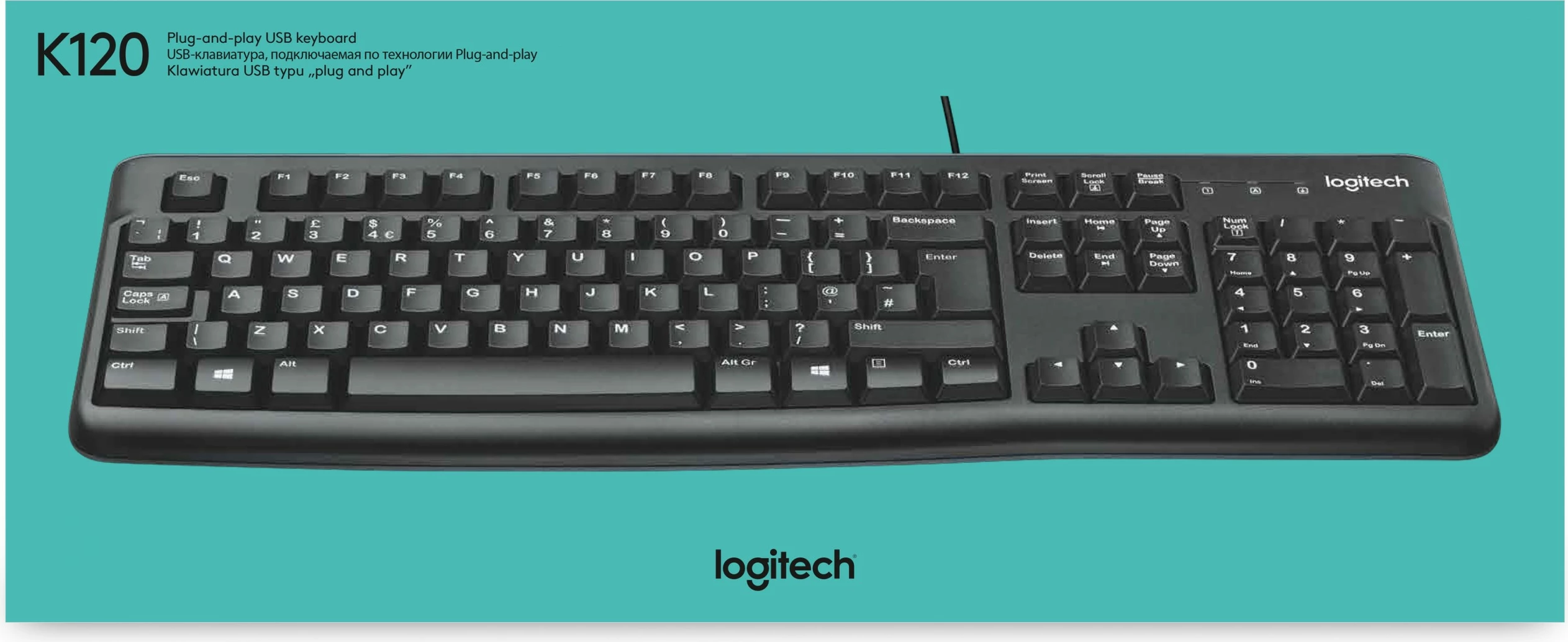 Tastierë Logitech K120, AZERTY, me kabllo, e zezë