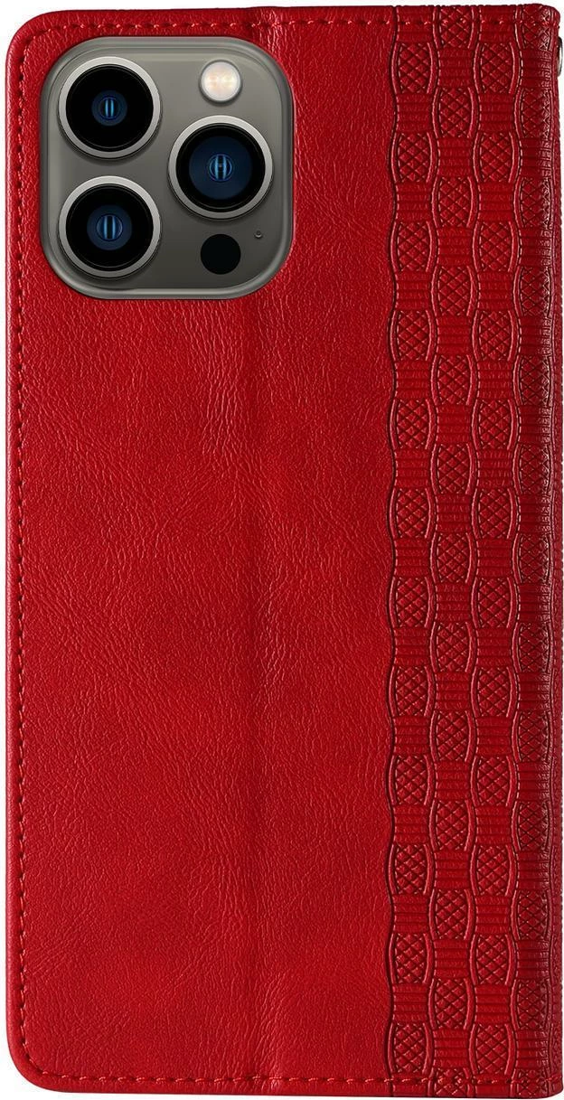 Mbështjellës Hurtel Magnet Strap Case për iPhone 14 Pro Max, me kapak, portofol, qëndrim, litar dore, Kuq