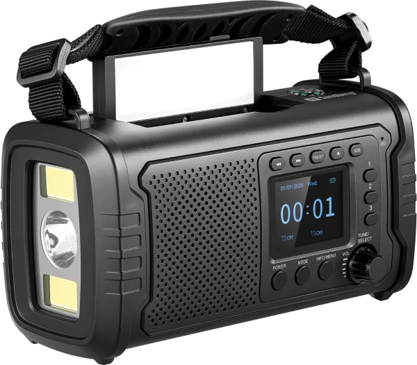 Radio survival SANDBERG Survivor DAB Radio All-in-1 20000, 20000mAh, DAB+/FM, Bluetooth, USB-C/USB-A, solar + dinamo, IP53, e zezë
