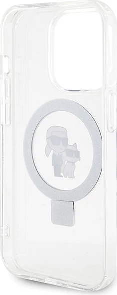 Mbështjellës Karl Lagerfeld KLHMP15XHMRSKCH për iPhone 15 Pro Max 6.7", Ring Stand Karl&Choupette, MagSafe, Bardhë