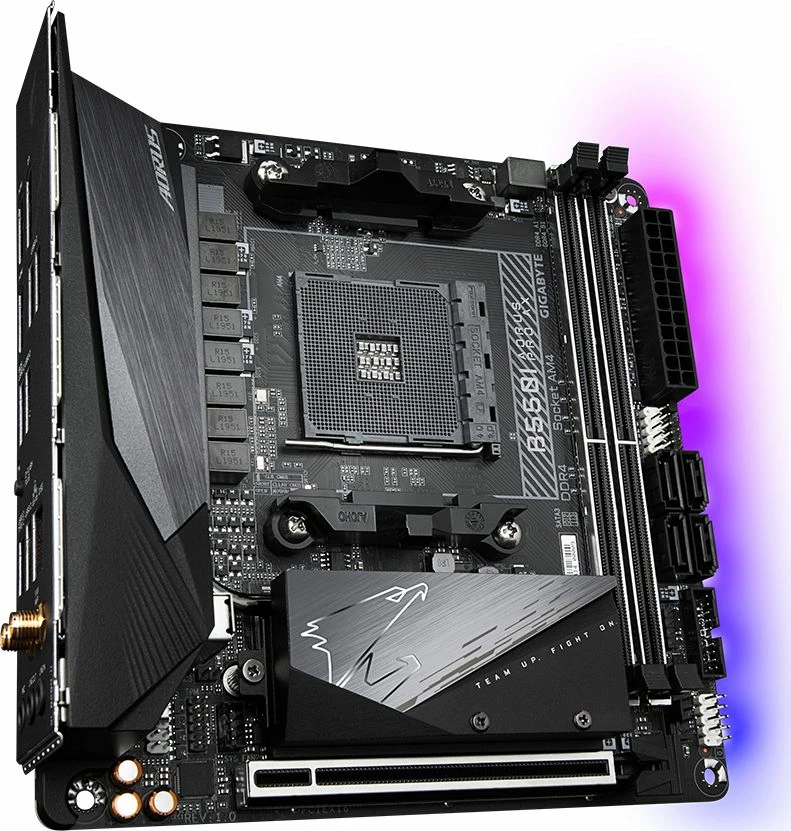 Pllakë amë Gigabyte B550I AORUS PRO AX Mini-ITX, AMD B550, Wi‑Fi 6, Bluetooth 5, 2.5GbE, 64GB RAM