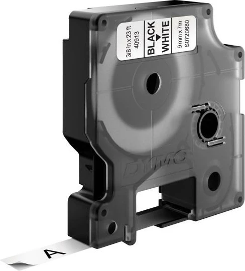 Shirit etiketimi, Dymo, D1 40913 S0720680, standard poliestër, e bardhë me të zezë