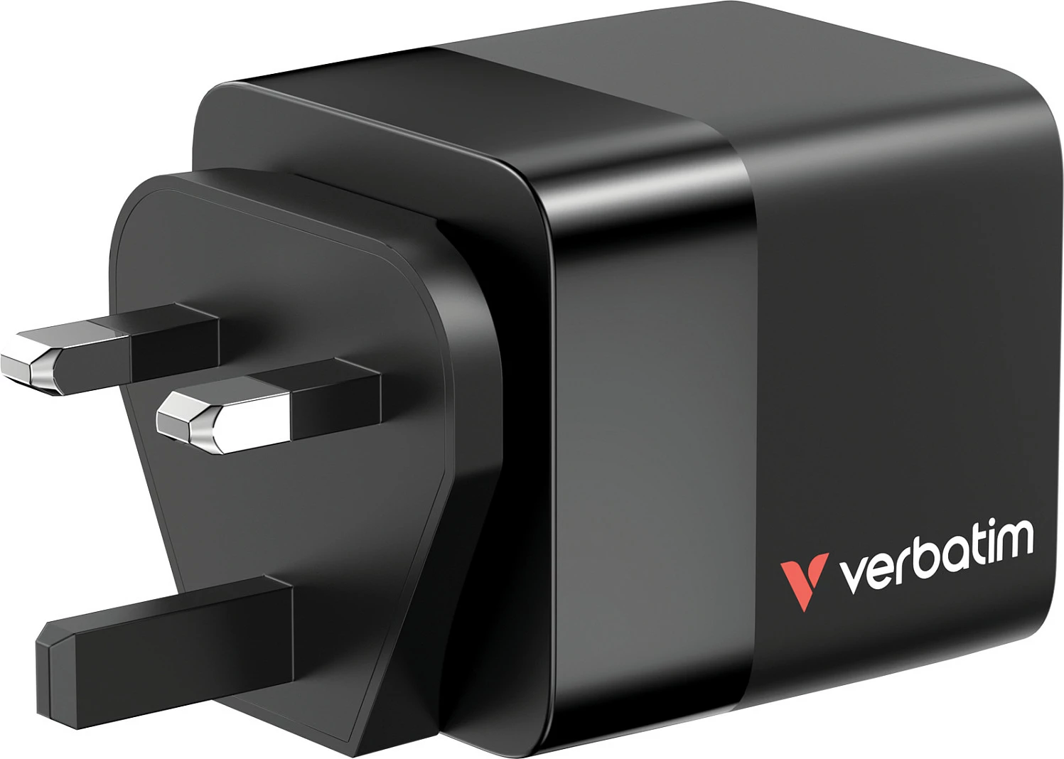 Karikues Verbatim GaN 65W, 2 porta USB-C PD/USB-A QC, kabllo e tërheqshme, EU/UK/US, i zi