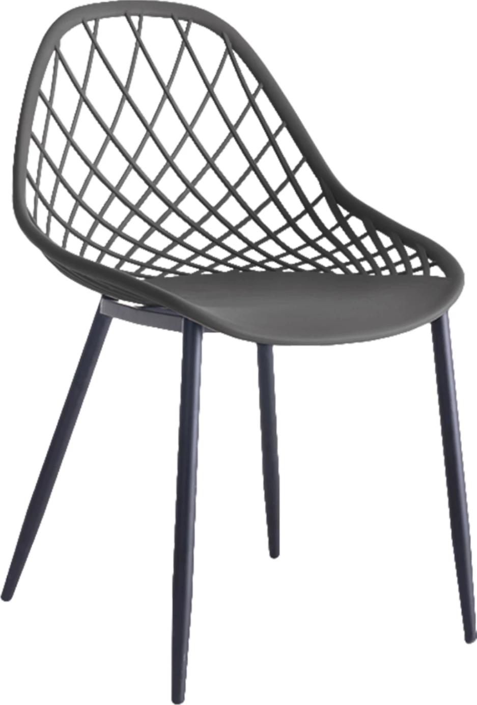 Karrige polipropileni FH9524.10 ngjyrë gri me këmbë metalike të zeza 52x53x82H cm, set prej 4 copë