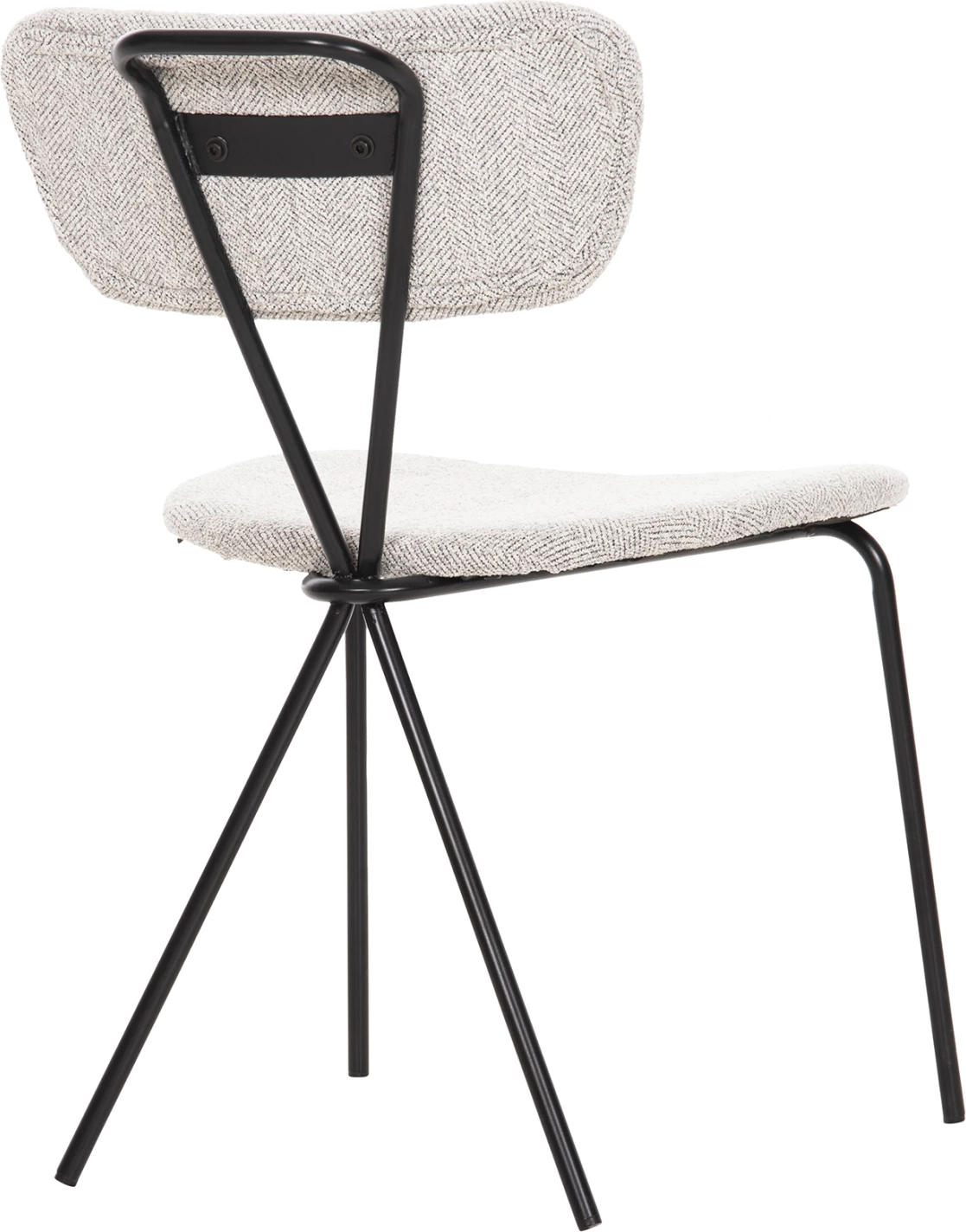 Karrige ngrënieje DORY FH9855.03 kornizë metalike në të zezë, pëlhurë në gri të lehtë 48,5x61x76H cm., set prej 4 copë