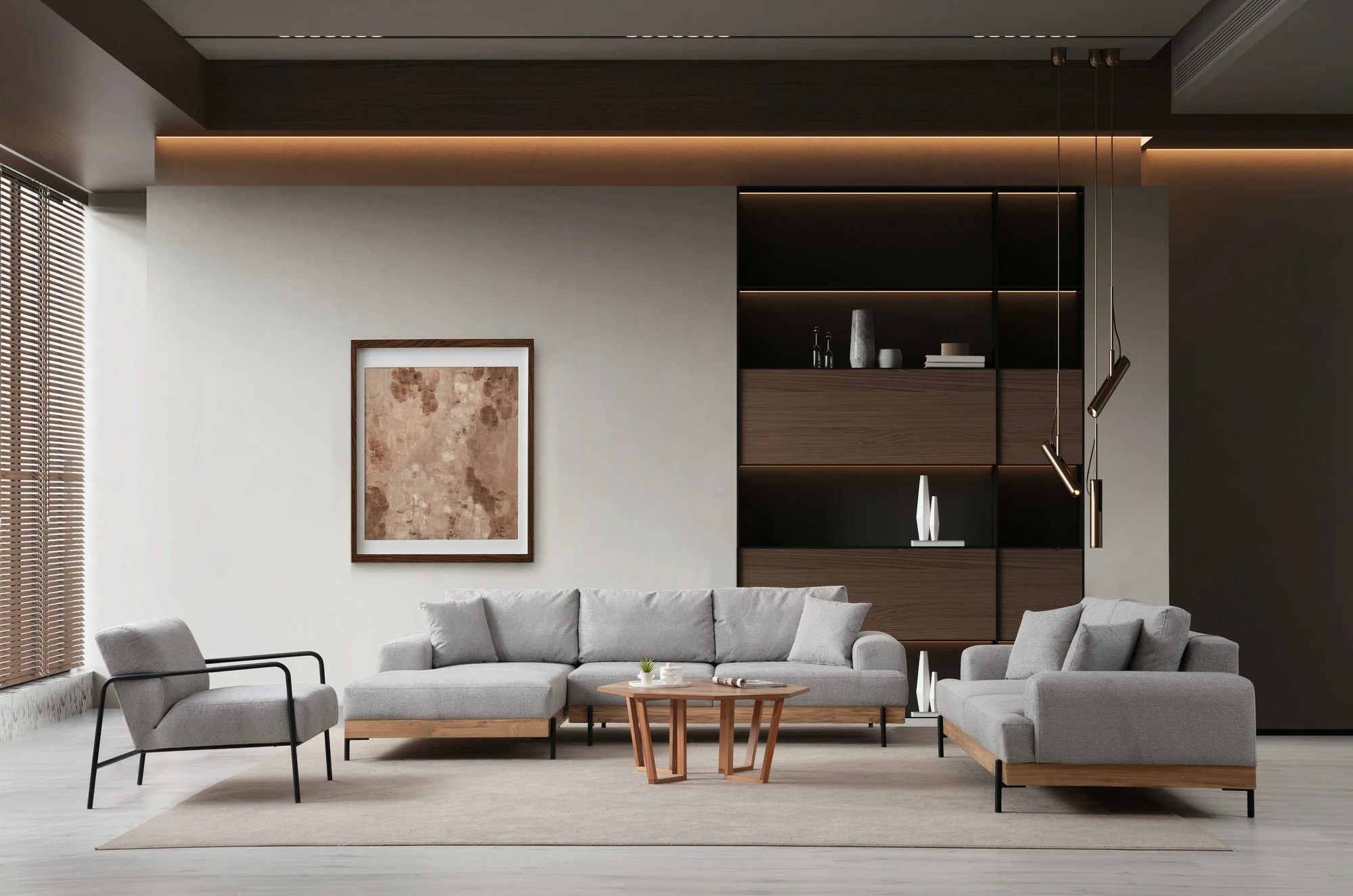 Këndare Atelier del Sofa, ngjyrë gri, kënd majtas, Eti Oak
