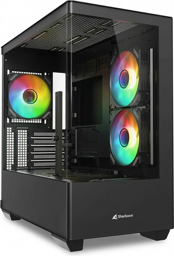 Kasë Sharkoon ELITE SHARK CM100, tempered glass x2, RGB, e zezë