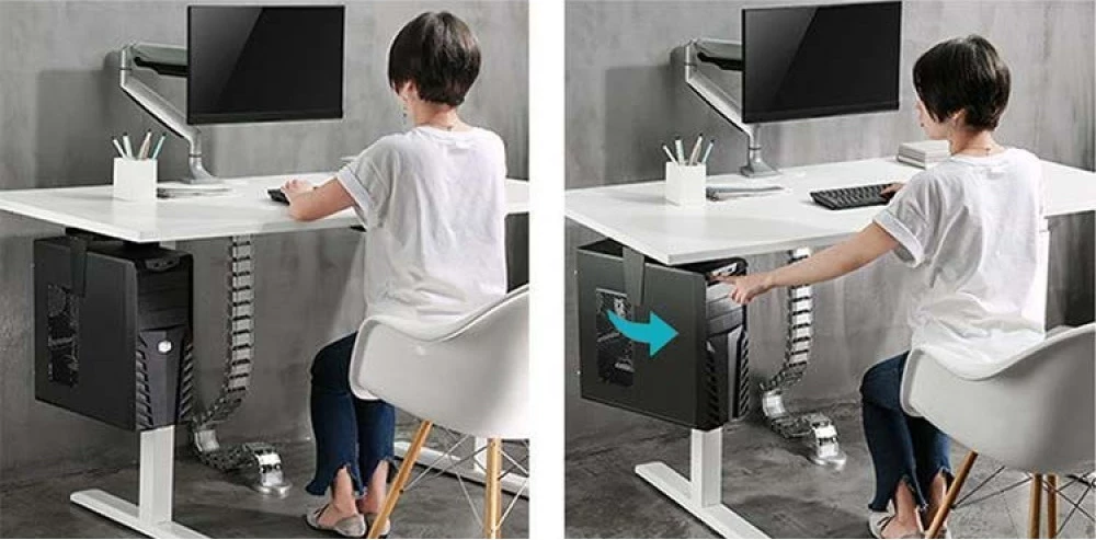 Mbajtës CPU TECHly ICA-CS 66, nën tavolinë, Metal, i Zi